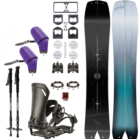 SET NITRO 2023: splitboard & skins / NITRO Squash & Vertical by KOHLA + binding xSPARK Vertical ST + puck IBEX + poles CARBON Telescopic | 159cm 