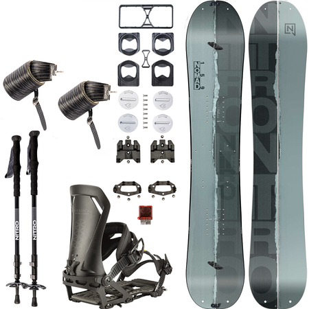 SET NITRO 2024: splitboard & skins / NITRO Nomad & Peak by KOHLA +  bindings Vertical by SPARK R&D + pucks + CARBON Telescopic poles | + M