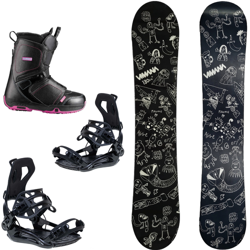 KID'S SET: VIMANA The Vufo Mini PRO ROCKER 120/130cm snowboard + RAGE / SP FT360 | FASTEC bindings s. S + SALOMONA Pearl boots