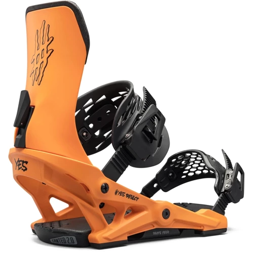 YES x NOW x LOBSTER Select snowboard bindings 2025 | SkateTech ® |  bright orange