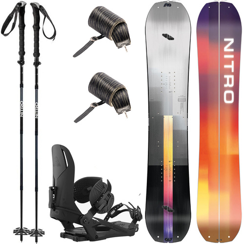 SET: NITRO Team Split & Peak by KOHLA + UNION Charger + NITRO Foldable 4pcs ALU | splitboard & skins + bindings + poles | 159cm