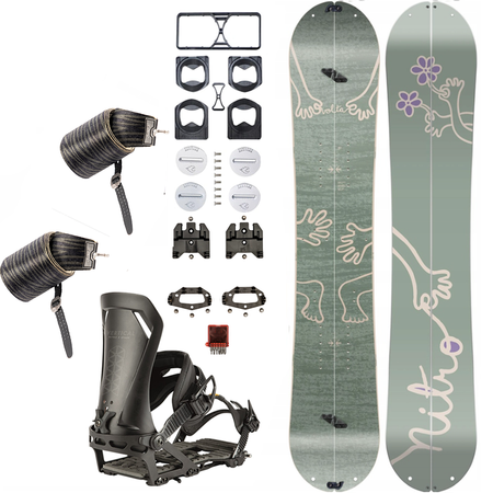 WOMEN'S NITRO SET: Volta & Peak by KOHLA + Vertical &  pucks x SPARK R&D | splitboard & skins + bindings & pucks | 151cm