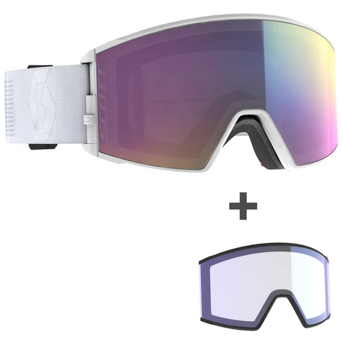 SCOTT React mineral white | ski / snowboard goggle | AMPLIFIER | Nofog™ | Enhancer TEAL CHROME lens S2 + Iluminator BLUE CHROME lens S1