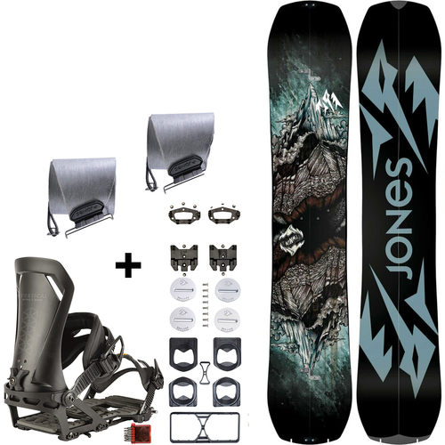 JONES Mountain Twin 3D Split & POMOCA Pre-Cut Nomad + NITRO Vertical ST & pucks x SPARK R&D | splitboard & skins + bindings & pucks
