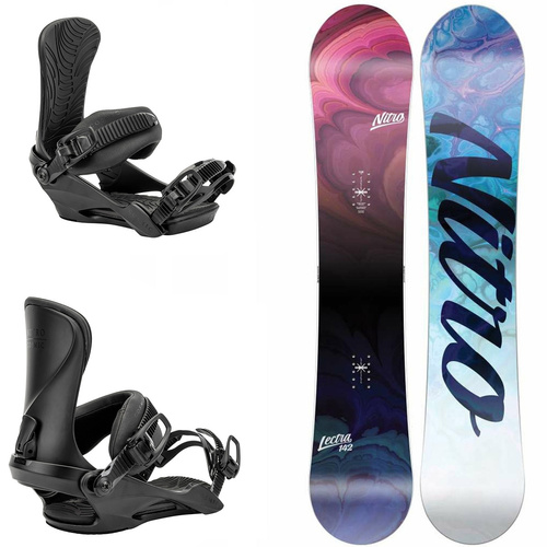 WOMEN'S NITRO SET 2025: Lectra CAM-OUT  + Cosmic ULTRA BLACK | snowboard + bindings