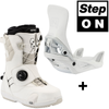 NITRO Step On ® + Cave TLS 2026: women's snowboard bindings + boots | HEAT Modlable | BOA ® | The Ultimate Fit & Convenient Interface | white & white
