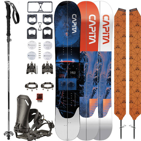 SET: CAPITA Neo Slasher & UNION Climbing Skins by MONTANA + NITRO Vertical & IBEX x SPARK R&D +  NITRO Foldable 4pcs ALU  | splitboard & skins + bindings & pucks + poles | 151cm