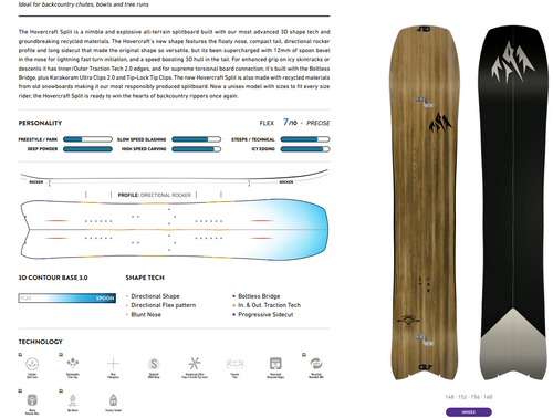 JONES Hovercraft 3D 2.0 2025 + POMOCA Pre-Cut Nomad skins | splitboard + foki | THE EVOLVED BACKCOUNTRY RACER!