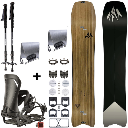 SET 2025: JONES Hovercraft 3D 2.0 & POMOCA Pre-Cut Nomad + NITRO Vertical ST & IBEX x SPARK R&D + Telescopic CARBON | splitboard & skins + bindings & pucks + poles |THE EVOLVED BACKCOUNTRY RACER!